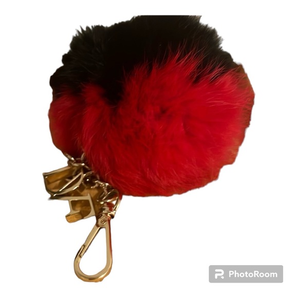 Diane Von Furstenberg Accessories - Diane von Furstenburg bicolor rabbit fur bag charm